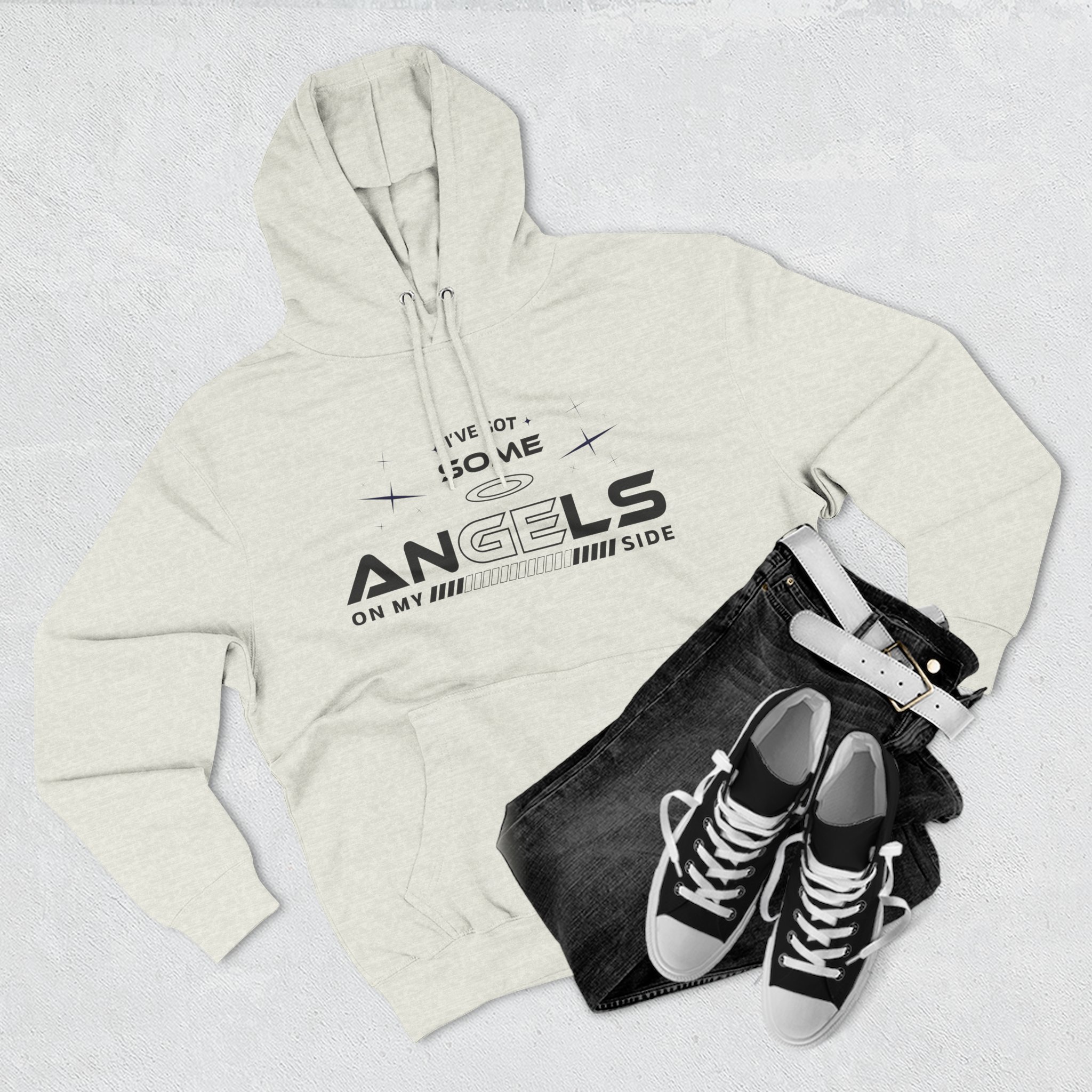 Angels On My Side Hoodie | Angel Illustration, Script Text - Image 19