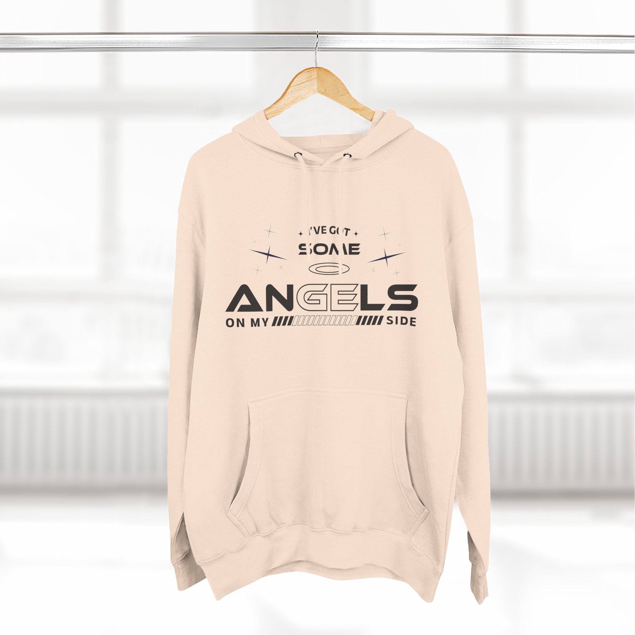 Angels On My Side Hoodie | Angel Illustration, Script Text - Image 16