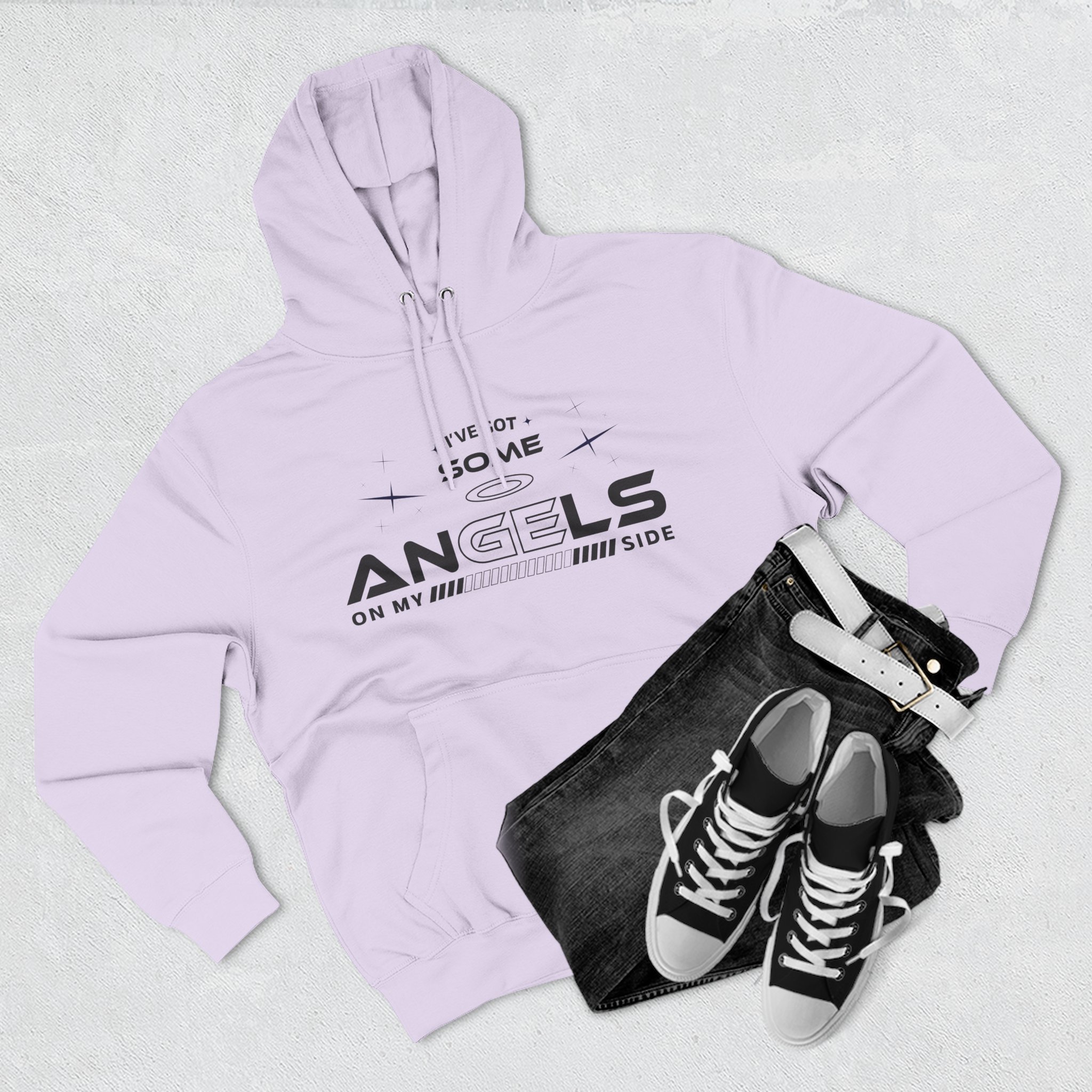 Angels On My Side Hoodie | Angel Illustration, Script Text - Image 27