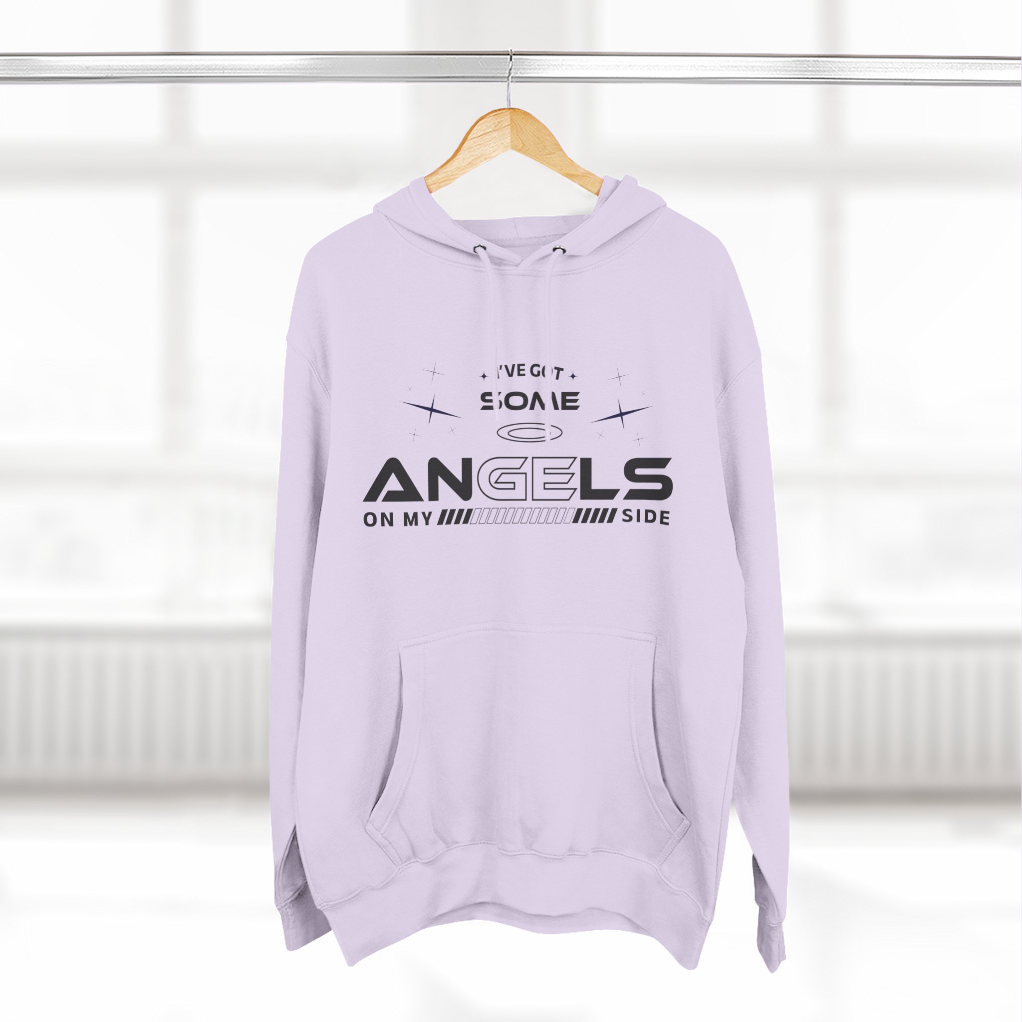 Angels On My Side Hoodie | Angel Illustration, Script Text - Image 28