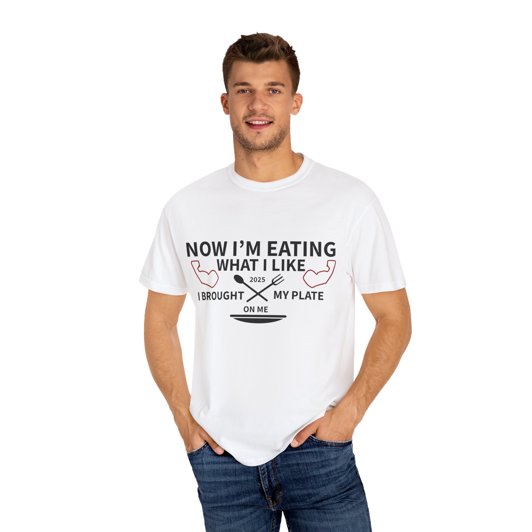 T-Shirt — "Now I’m Eating What I Like, I Brought My Plate" Funny Foodie Tee Nikonice Letter to my Donor - Image 4