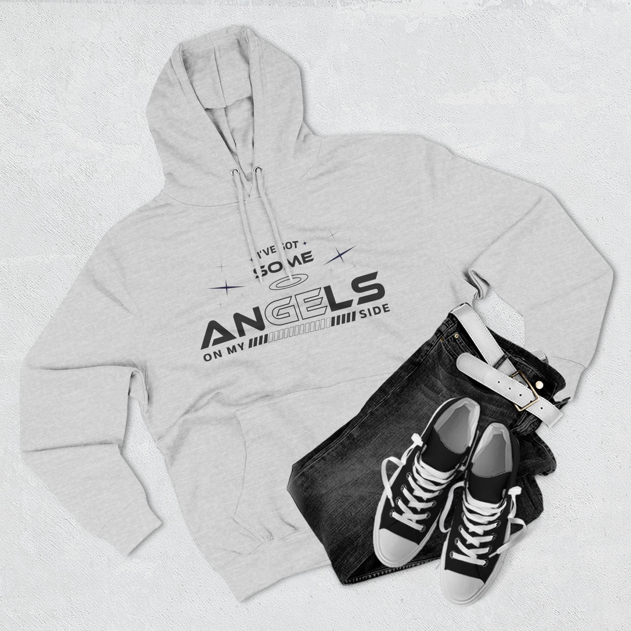 Angels On My Side Hoodie | Angel Illustration, Script Text - Image 7