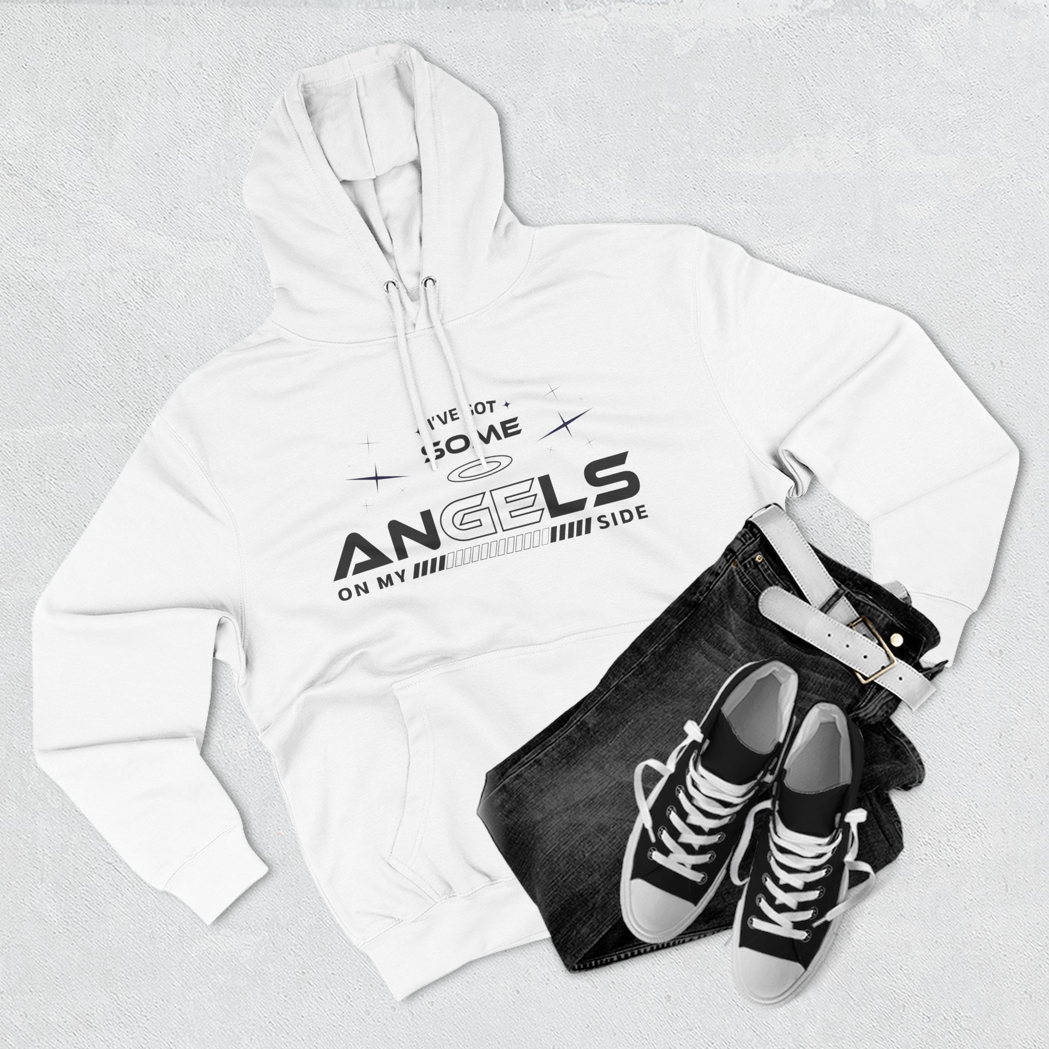 Angels On My Side Hoodie | Angel Illustration, Script Text - Image 3