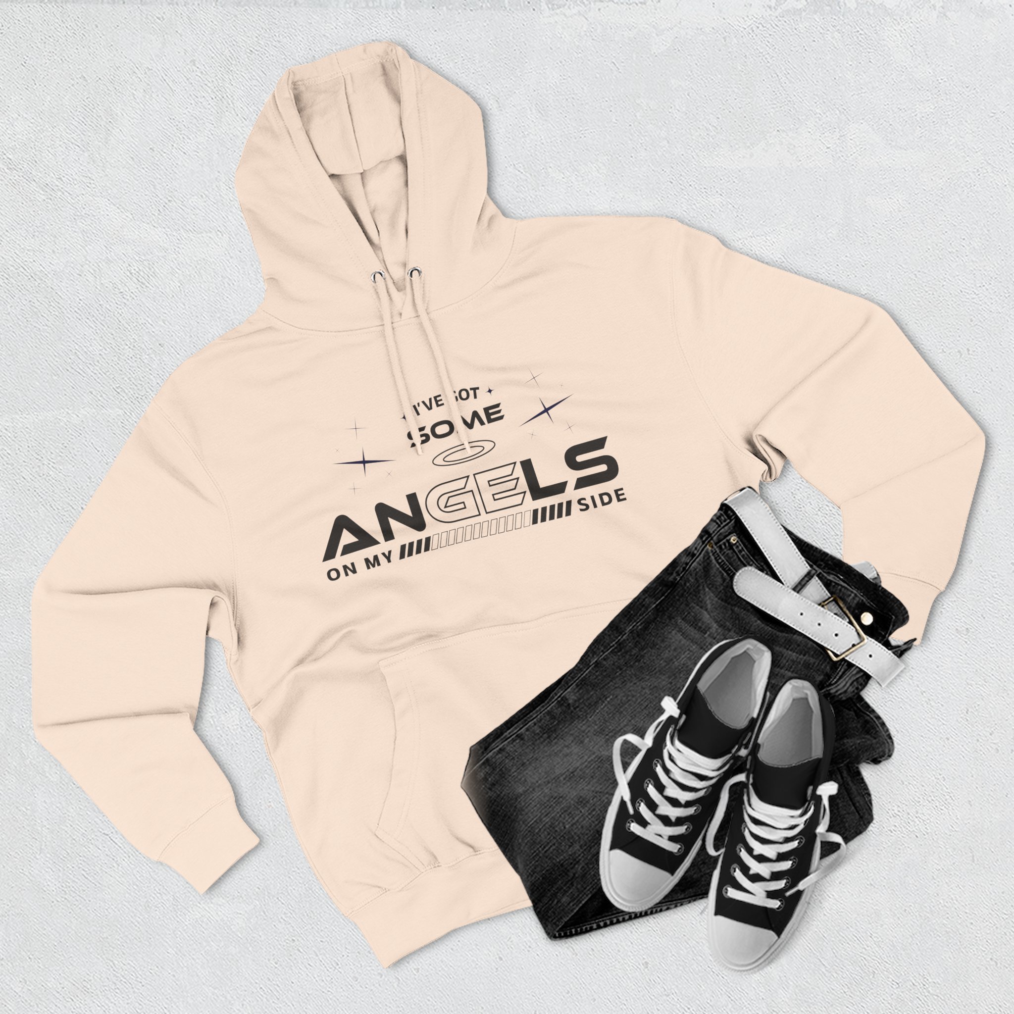 Angels On My Side Hoodie | Angel Illustration, Script Text - Image 15